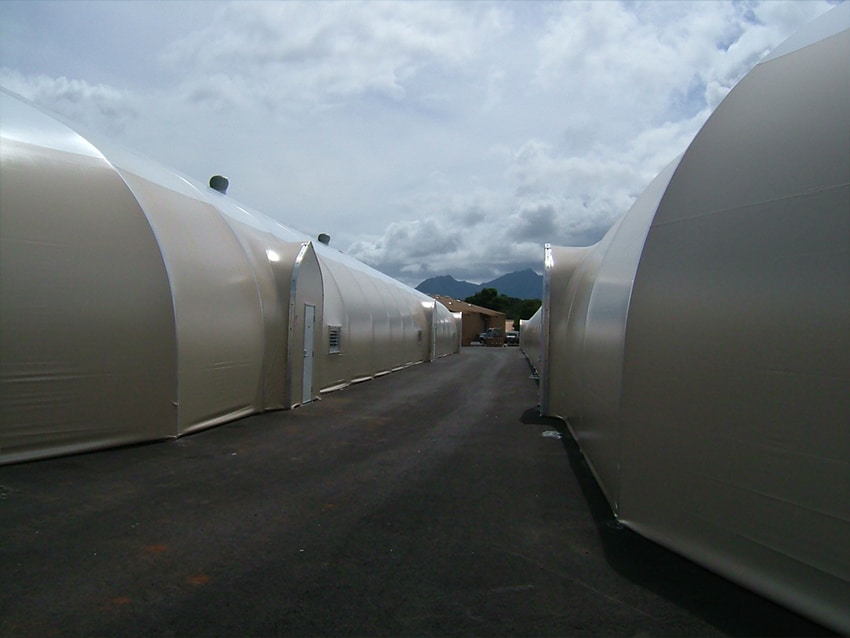Sprung Structures - fabric building. Pasha logistics and storage structures.