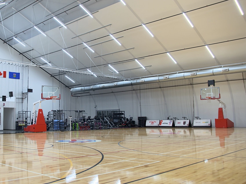 Sprung gymnasium basketball fully insulated.
